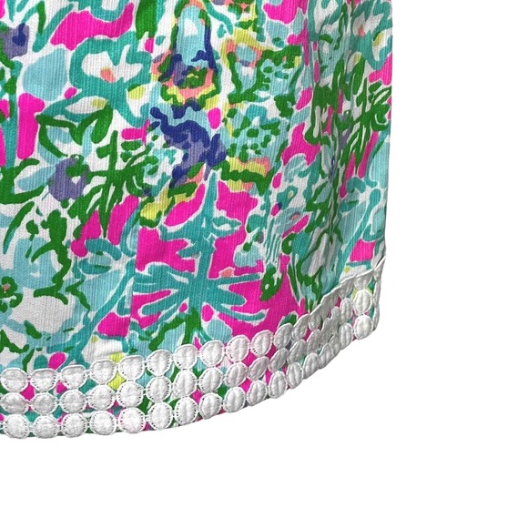 Lilly Pulitzer Floral Shift Dress Women Med Pink Turquoise Cotton Coastal Preppy - Picture 5 of 12